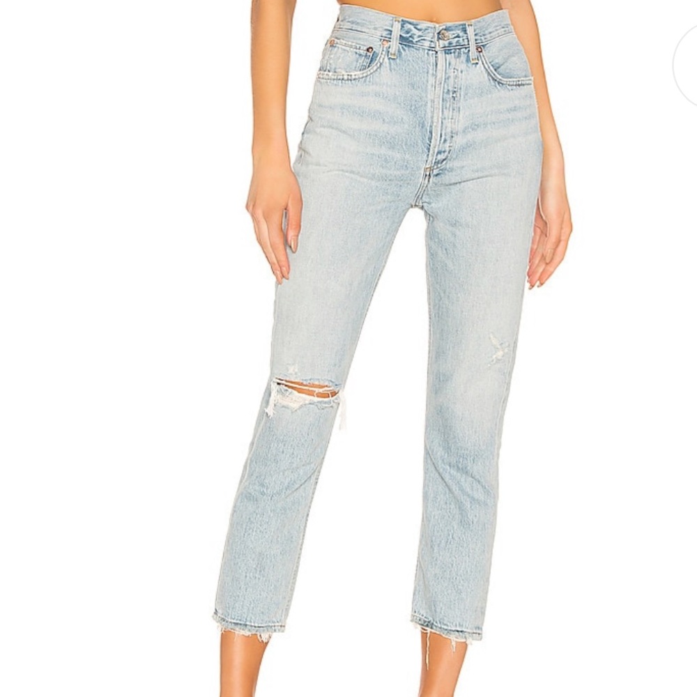 Agolde Riley High Rise Straight Crop in Shatter size 26
